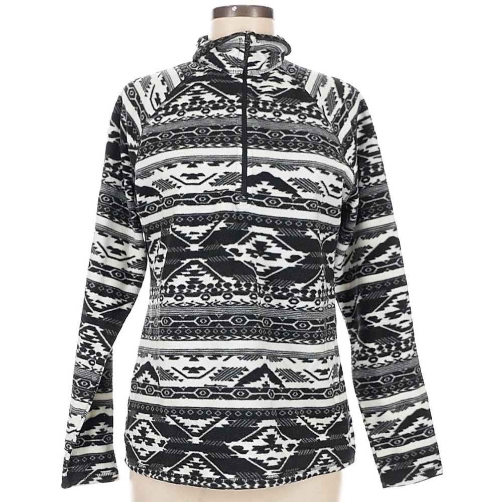 Eddie Bauer Black and White Fleece 1/4 Zip